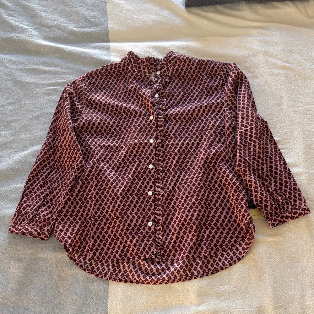 NEW Trovata Geometric Patterned Button-Up Top